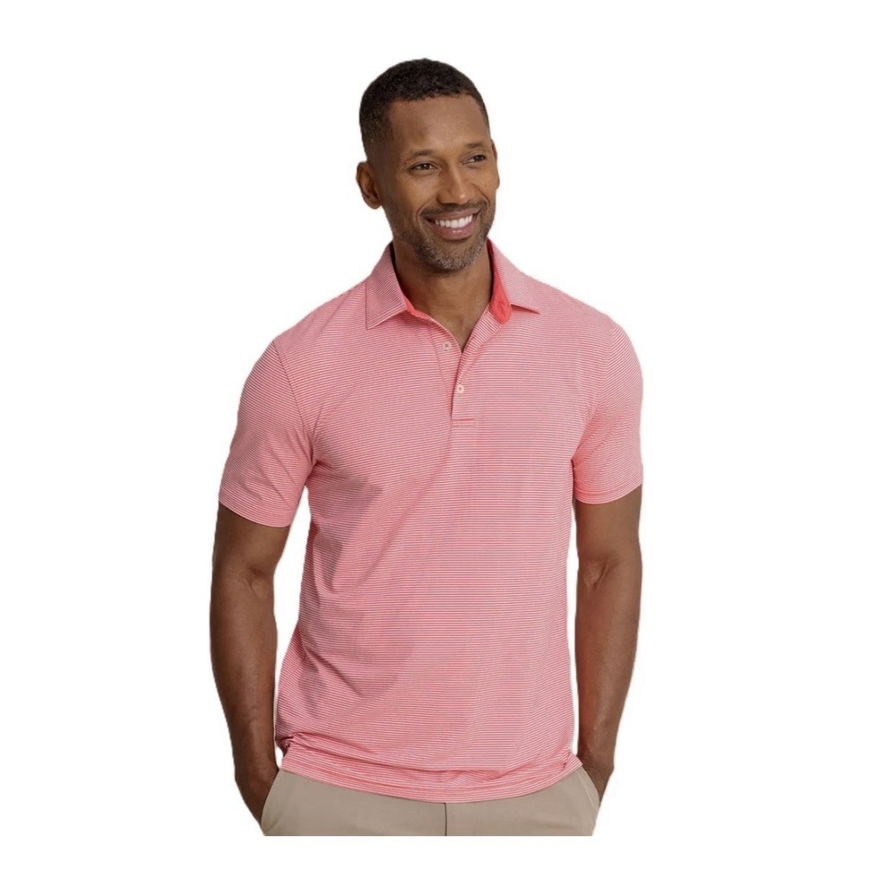 *NWT Men Size 2XL Southern Tide Brrreeze Meadowbrook Stripe Polo Poppy Red 10617